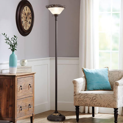 Vintage 70″ Rustic Floor Lamp with Nightlight